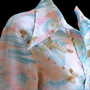 Vintage DaGGeR Loubella Extendables Shirt Womens Face Landscape Pink Blue Pastel